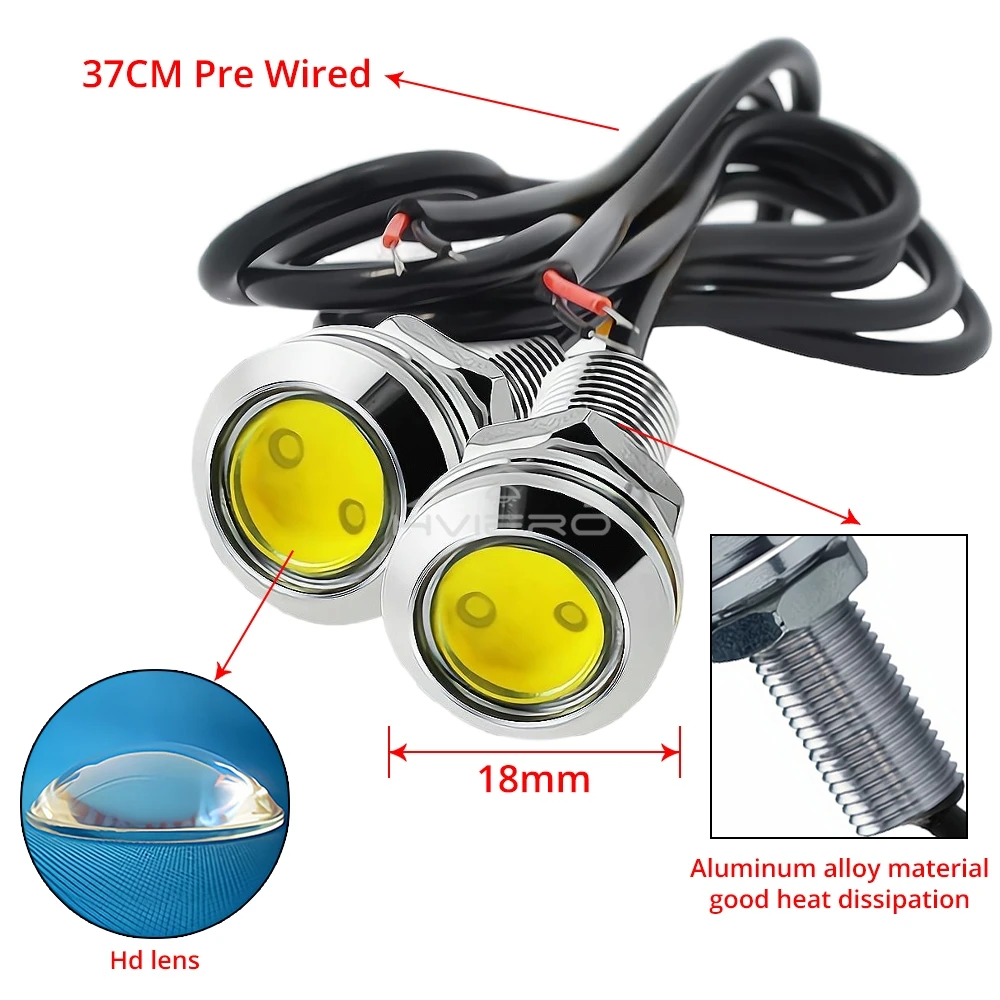 1X White Red Blue 18mm 23mm 12V Eagle Eye Light Daytime Running Backup Bulbs Car Auto Motor Led Turn Signal Waterproof Day Lamp