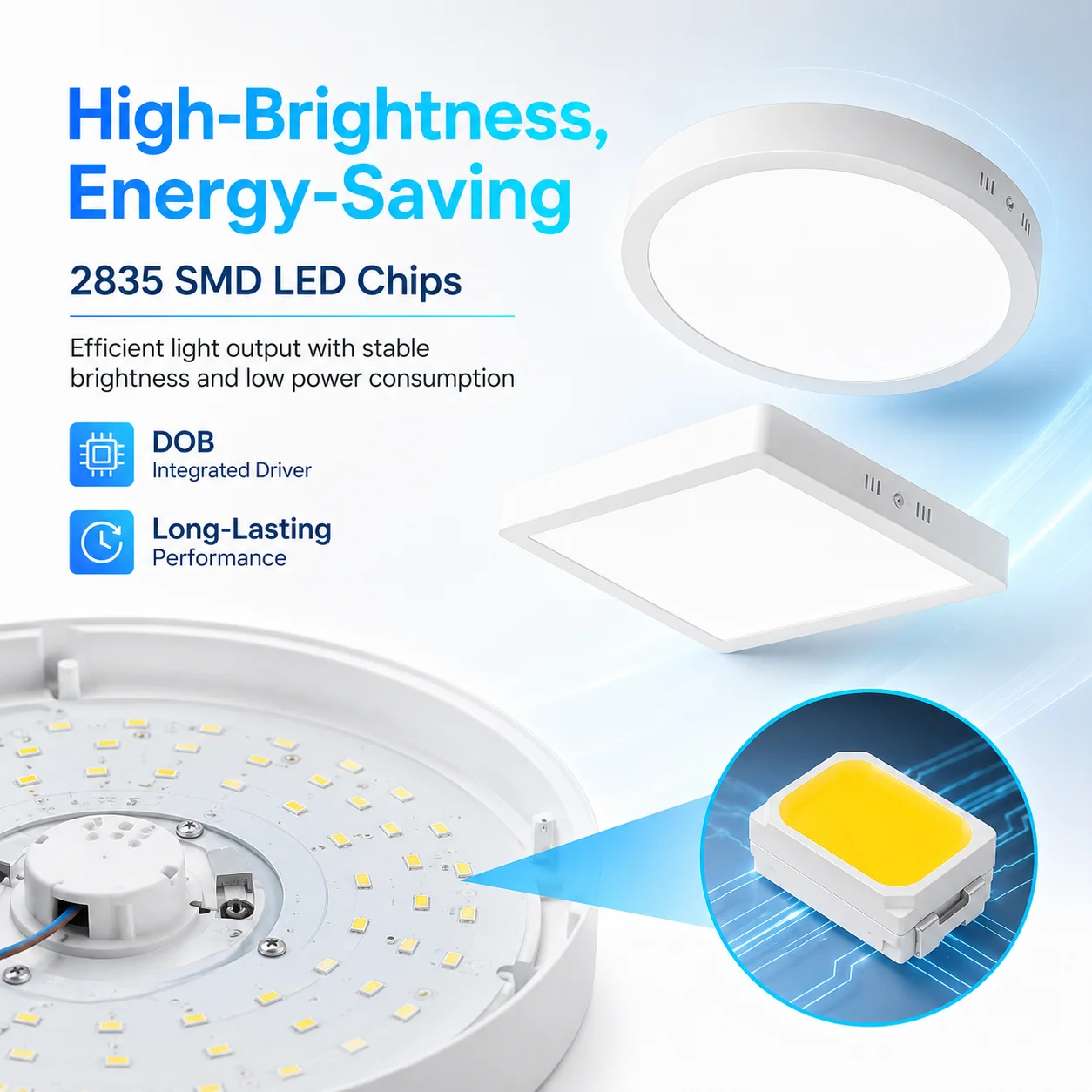 Led Ceiling Lamp 110-265V Ultra Thin Panel Led Light for Living Room Bedroom Indoor Lighting 20W 30W Square Round Ceiling Lights