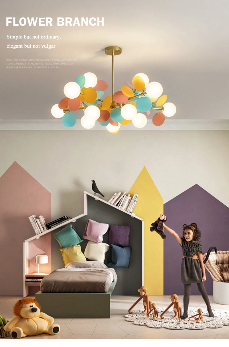 Modern Led Chandeliers Colourful Branch Chandelier for Bedroom Living Room Hanging Lamps Lustre Luxury Ceiling Light