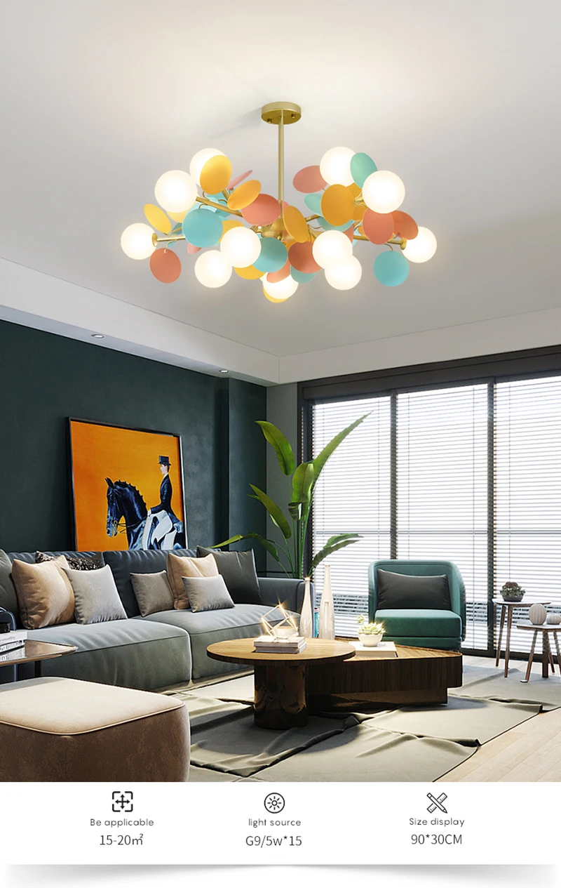 Modern Led Chandeliers Colourful Branch Chandelier for Bedroom Living Room Hanging Lamps Lustre Luxury Ceiling Light
