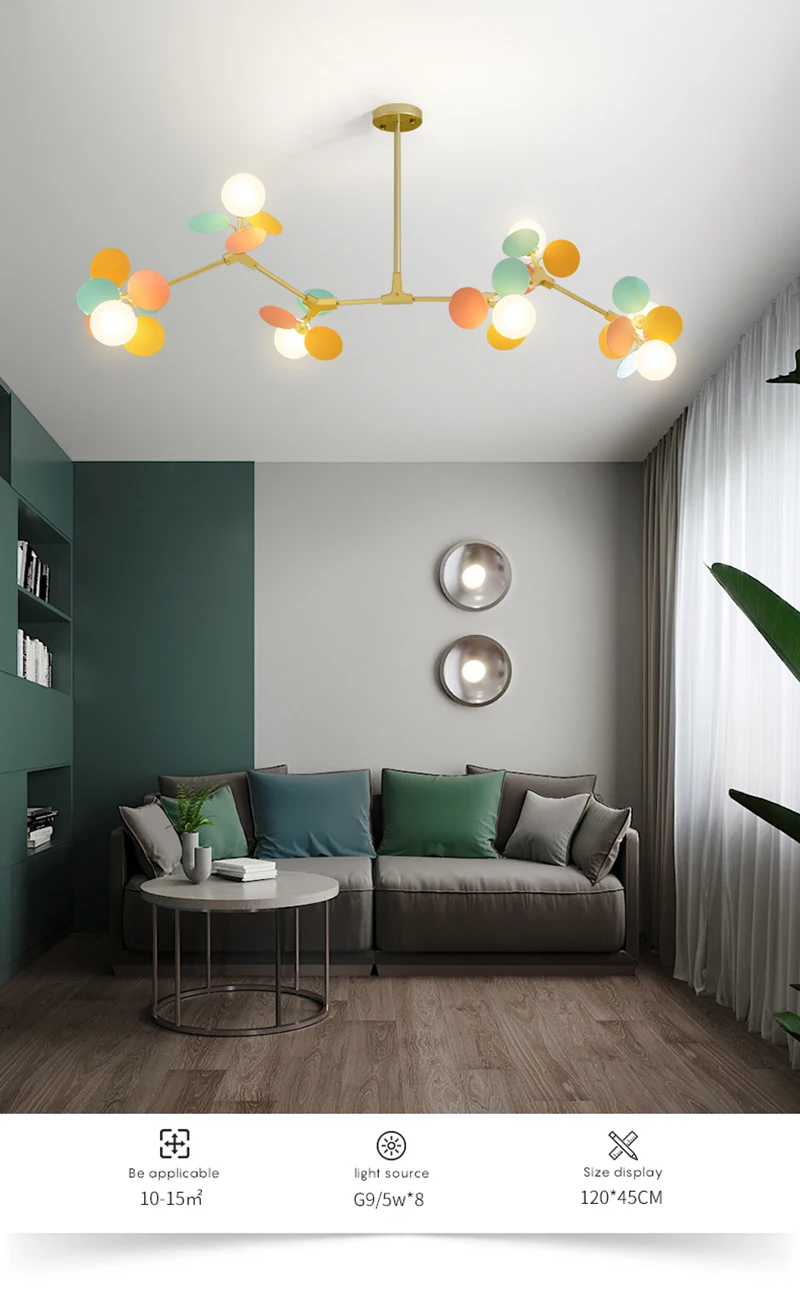 Modern Led Chandeliers Colourful Branch Chandelier for Bedroom Living Room Hanging Lamps Lustre Luxury Ceiling Light