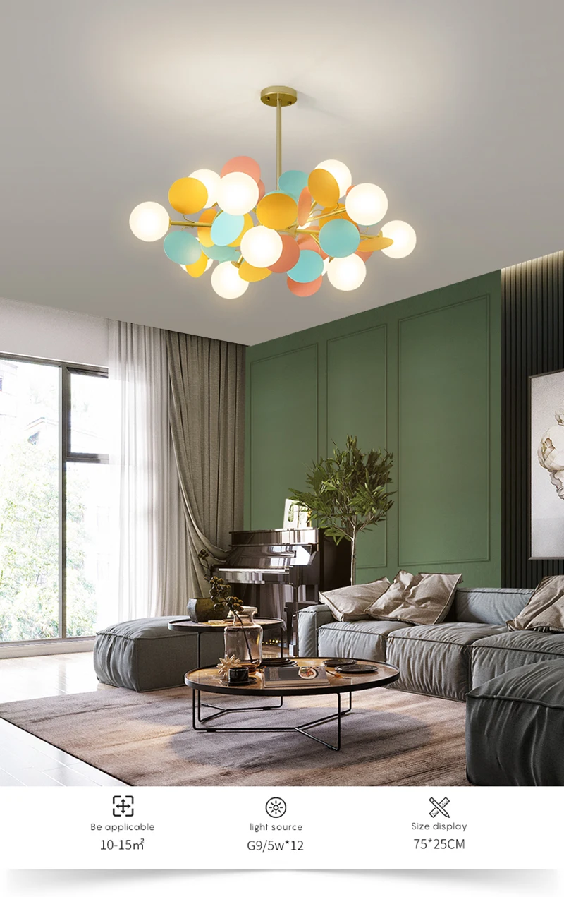 Modern Led Chandeliers Colourful Branch Chandelier for Bedroom Living Room Hanging Lamps Lustre Luxury Ceiling Light
