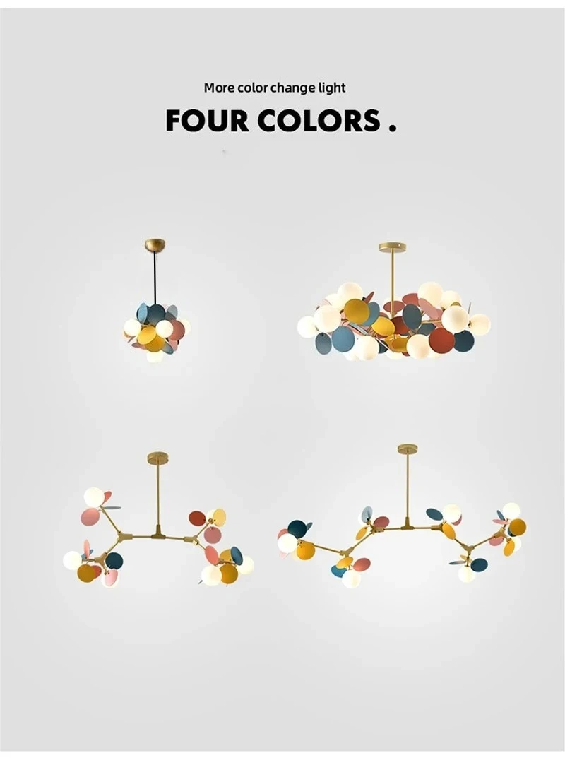 Modern Led Chandeliers Colourful Branch Chandelier for Bedroom Living Room Hanging Lamps Lustre Luxury Ceiling Light