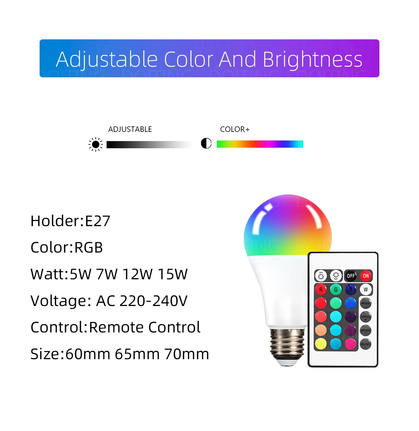 Led RGB Light E27 Smart Control Lamps Dimmable 5W 12W 15W RGBW Led Colorful Changing Bulb Led Lampada RGB White Decor Home