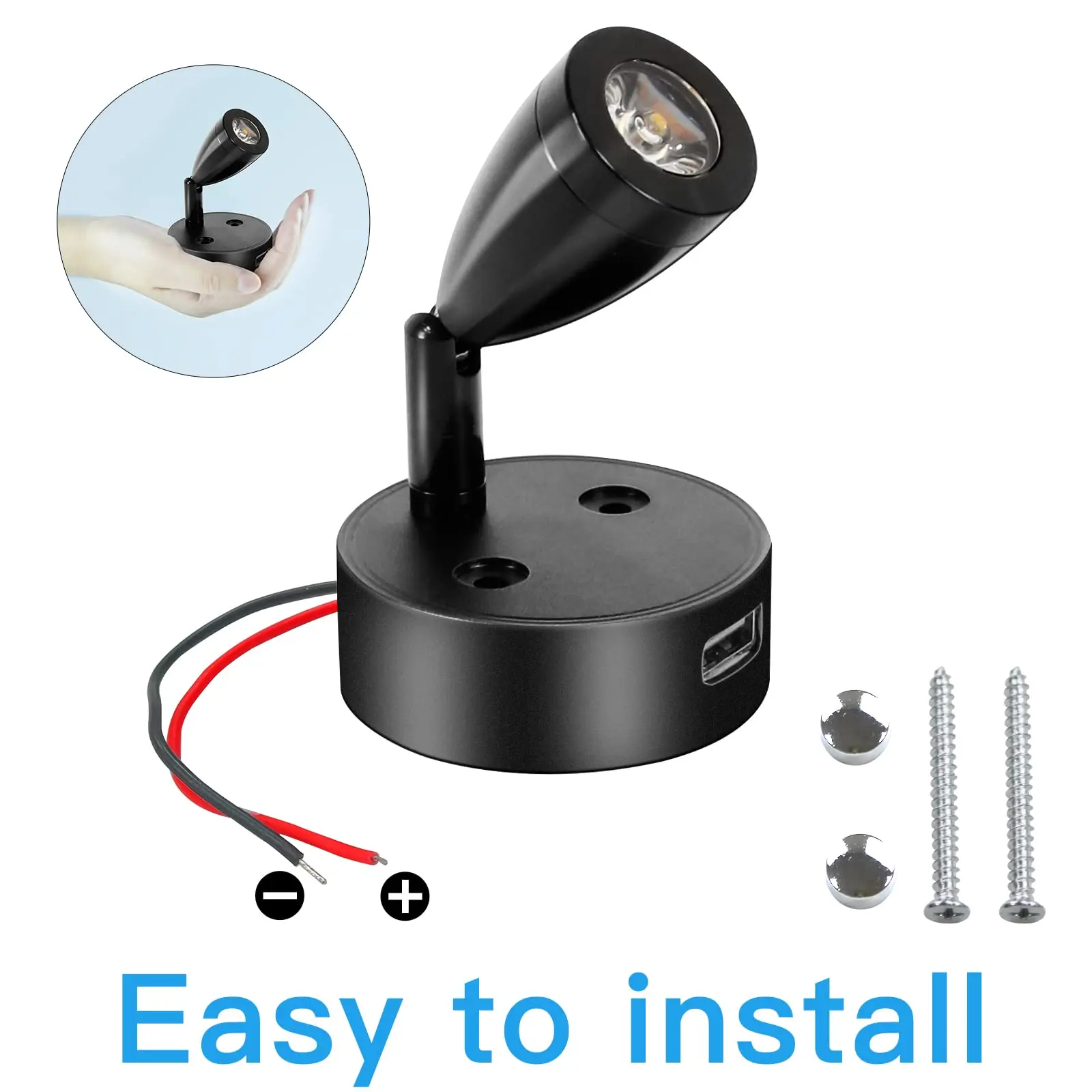 2/1X LED Reading Spotlight Interior Lighting Aluminum Adjustable Touch Control Dimmable Wall Lamp for Boat RV Trailer Warm Cool