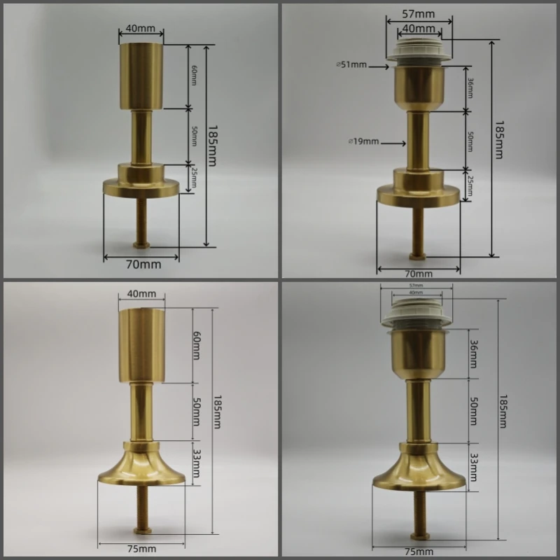 Brass Desk Lamp Assembly Accessories, Glass Ceramic Vase Lampshade E27 DIY Table Light Accessories Copper Material Lampbase Part