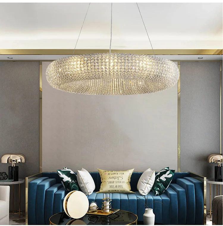 Modern Luxury Circle Crystal Chandelier For Living Room Led Home Decor Hanging Lamp Light Fixture Round Bedroom Cristal Lustre