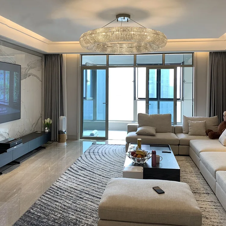 Modern Luxury Circle Crystal Chandelier For Living Room Led Home Decor Hanging Lamp Light Fixture Round Bedroom Cristal Lustre