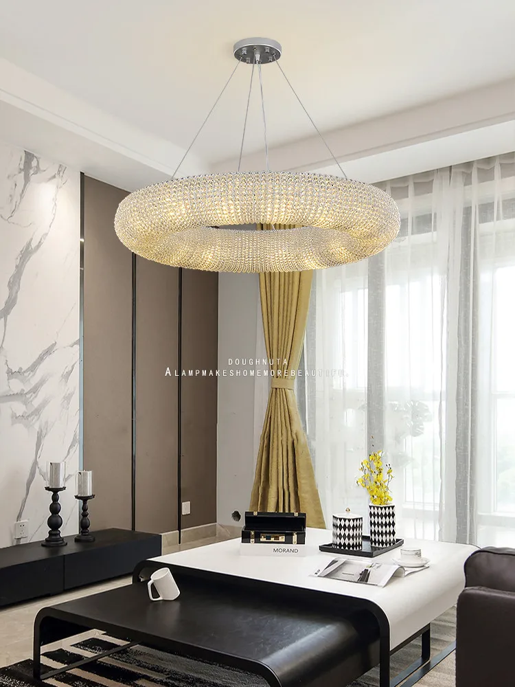 Modern Luxury Circle Crystal Chandelier For Living Room Led Home Decor Hanging Lamp Light Fixture Round Bedroom Cristal Lustre