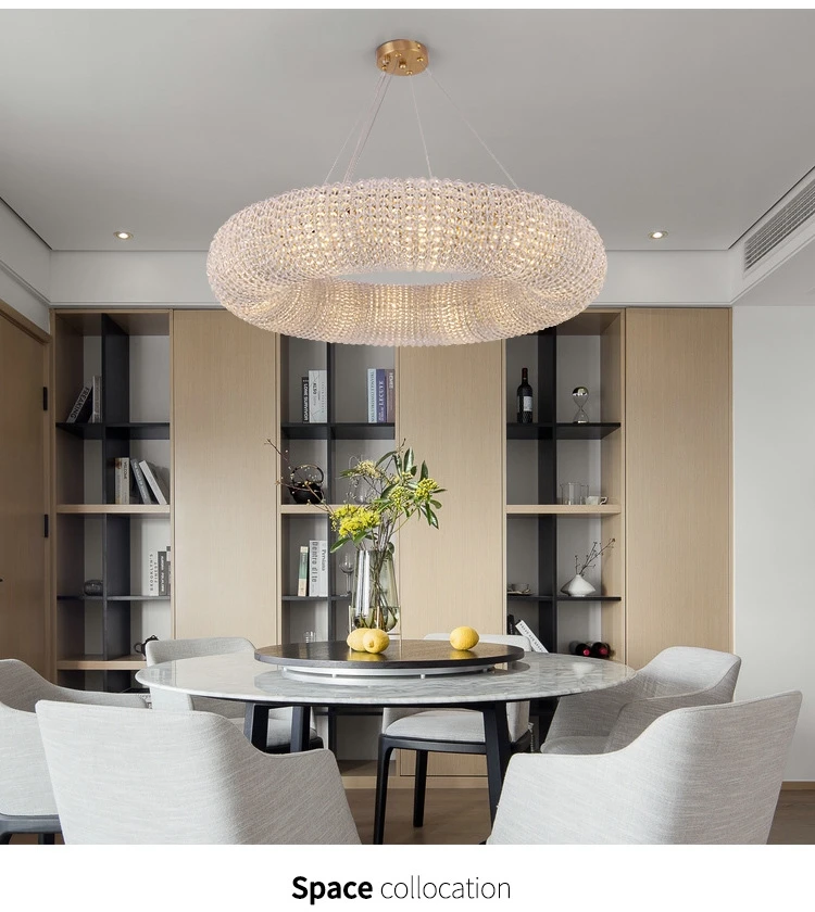 Modern Luxury Circle Crystal Chandelier For Living Room Led Home Decor Hanging Lamp Light Fixture Round Bedroom Cristal Lustre