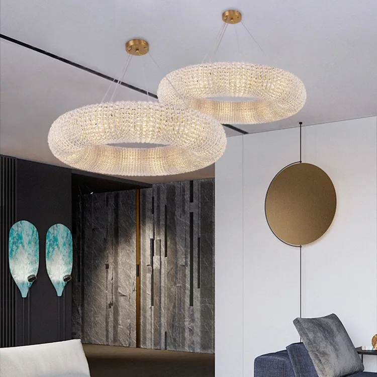 Modern Luxury Circle Crystal Chandelier For Living Room Led Home Decor Hanging Lamp Light Fixture Round Bedroom Cristal Lustre