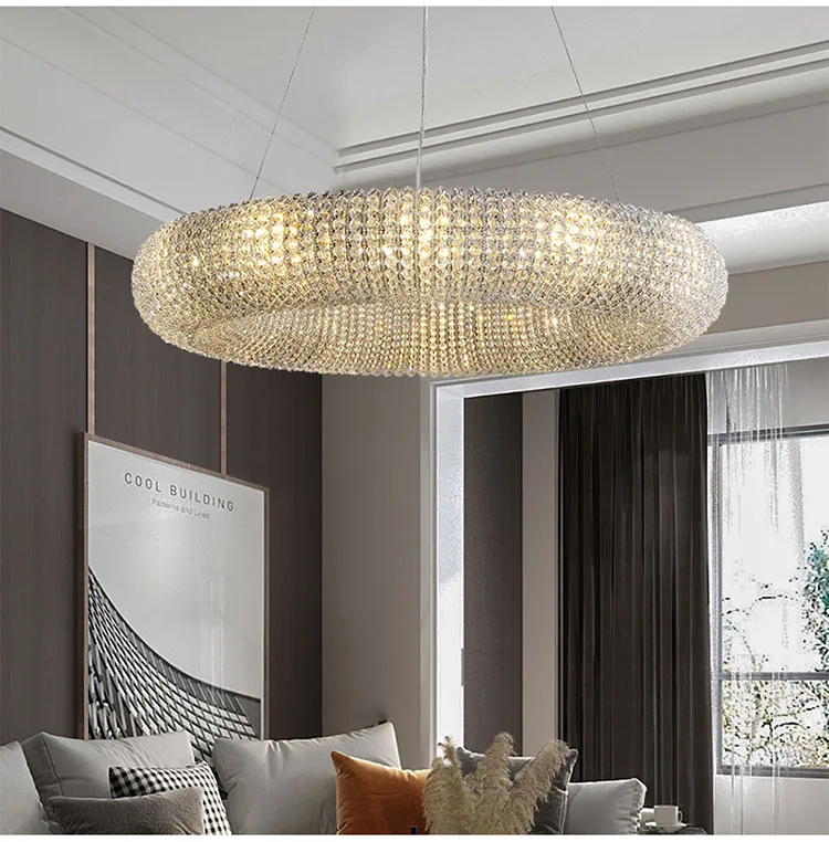 Modern Luxury Circle Crystal Chandelier For Living Room Led Home Decor Hanging Lamp Light Fixture Round Bedroom Cristal Lustre