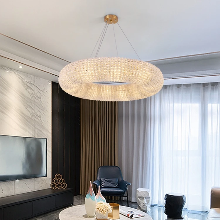 Modern Luxury Circle Crystal Chandelier For Living Room Led Home Decor Hanging Lamp Light Fixture Round Bedroom Cristal Lustre