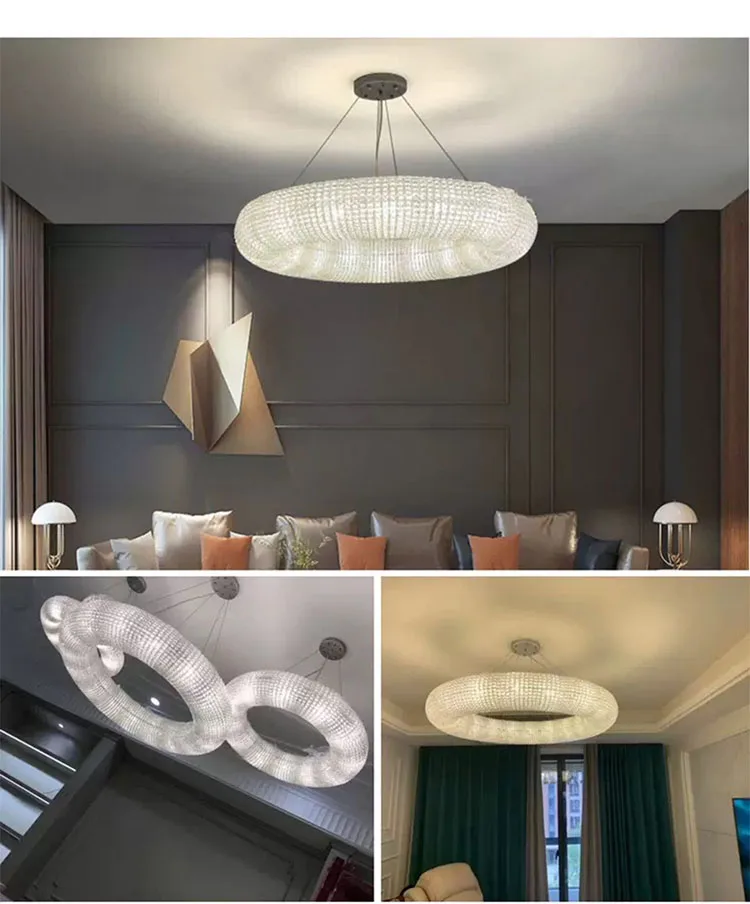 Modern Luxury Circle Crystal Chandelier For Living Room Led Home Decor Hanging Lamp Light Fixture Round Bedroom Cristal Lustre