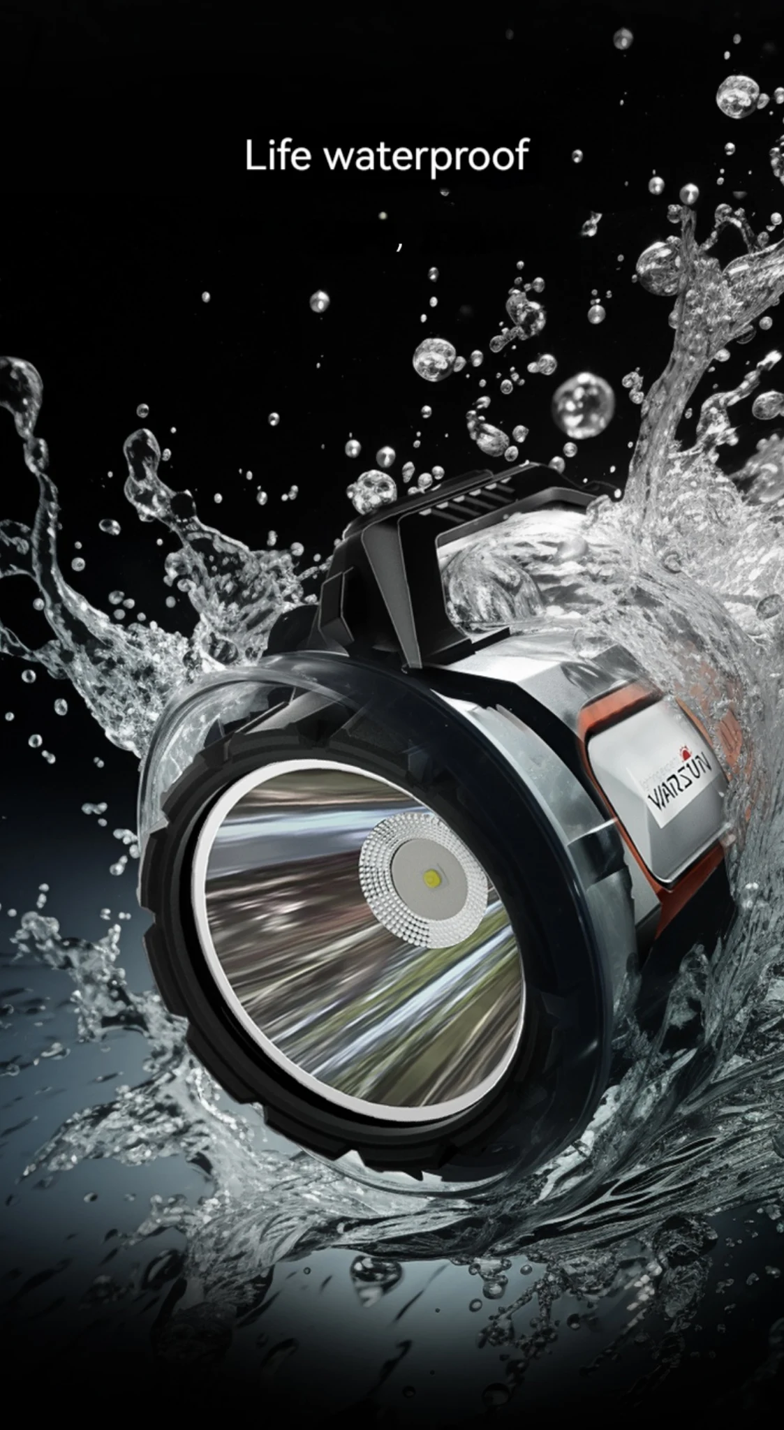 Warsun Solar Energy Searchlight Rechargeable Ultra Bright Camping Flashlights ABS Portable Powerful Lantern Torches For Hiking