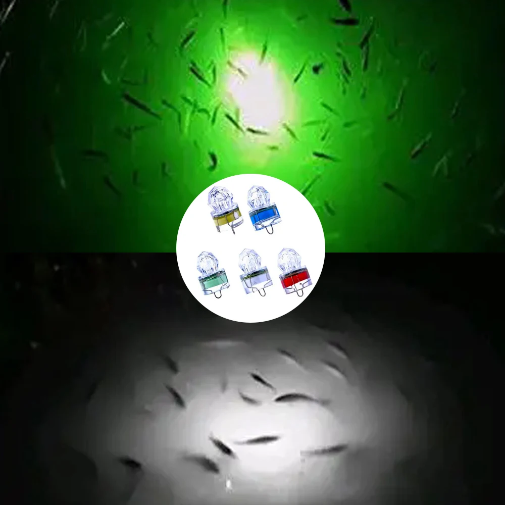 Waterproof LED Fishing Lamp Mini ABS Fishing Lure Light Diamond Shape Luminous Lure for Attracting Fish Deep Drop Fishing Tools