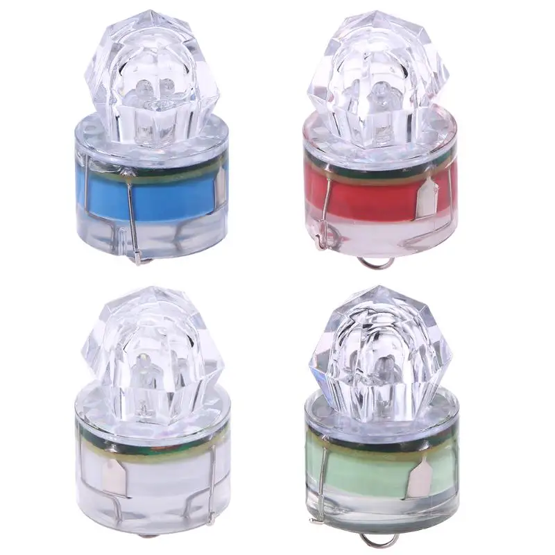 Waterproof LED Fishing Lamp Mini ABS Fishing Lure Light Diamond Shape Luminous Lure for Attracting Fish Deep Drop Fishing Tools