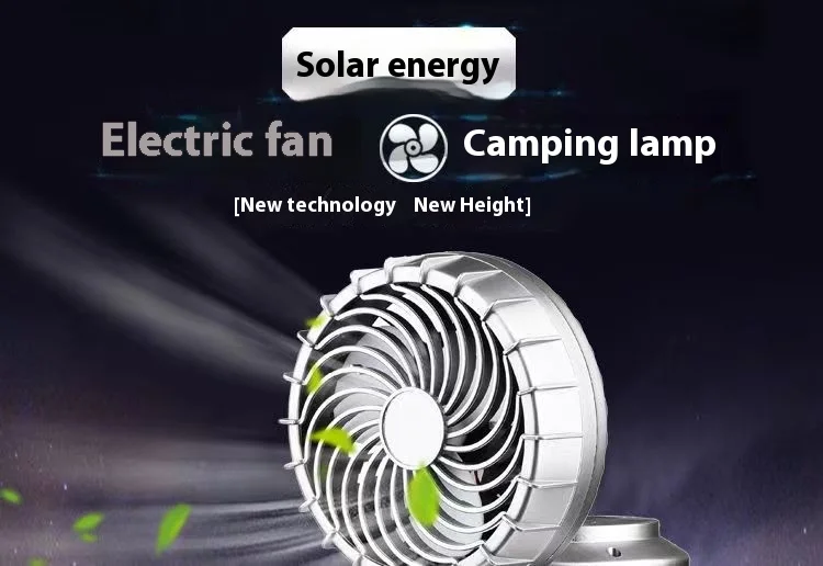 Solar Portable Camping Lanterns Electric Fan 1500mAh LED Solar Power Hanging Tent Rechargeable Outdoor Emergency Lamp with Fan