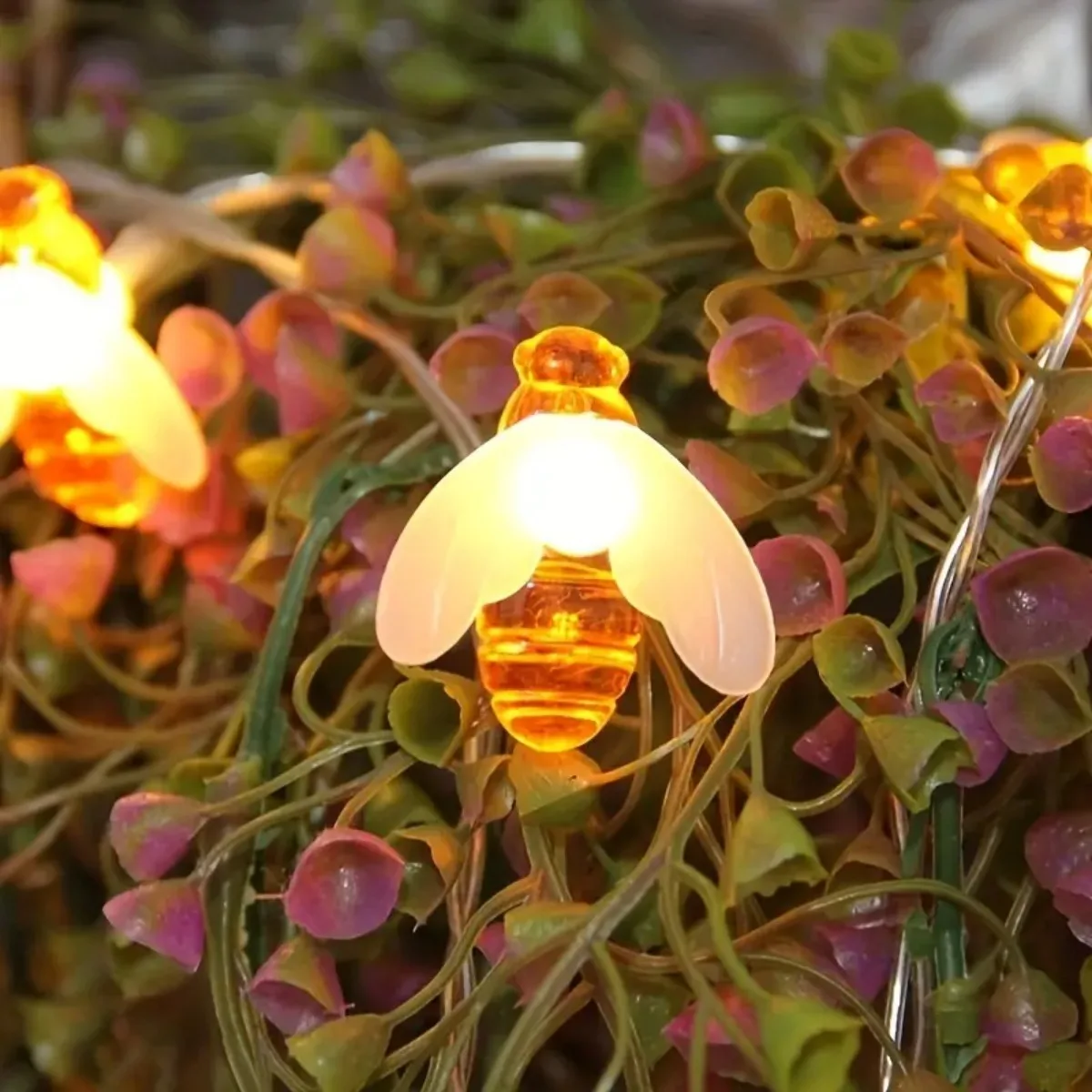 1pc 10/20/30/40 LED Creative Little Bee String Lights Battery Powered Atmosphere Fairy Lamp Suitable For Bedroom Courtyard Decor