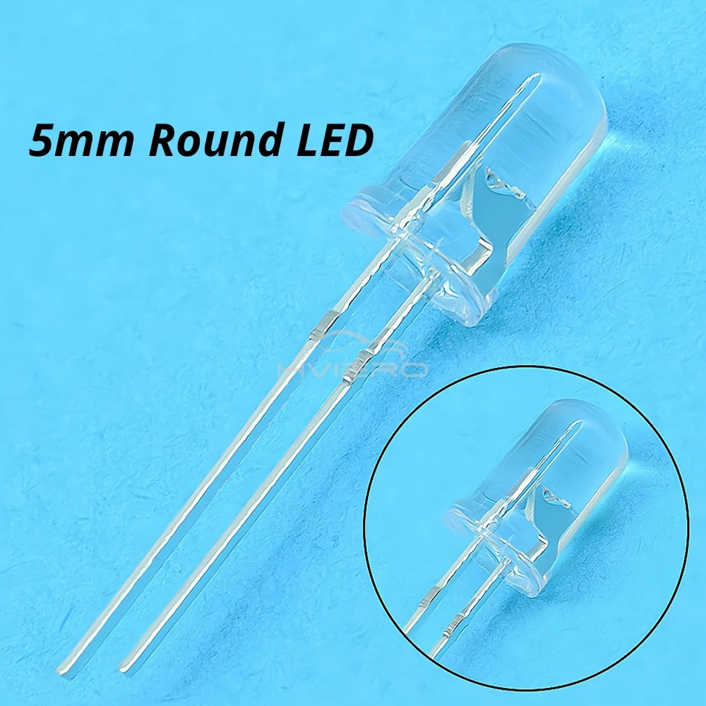 100Pcs F5 5mm Round White Red Blue Warm Pink UV Water Clear Led Super Bright Ligte Emitting Diodes 6000-6500k Lamp Beads Bulb