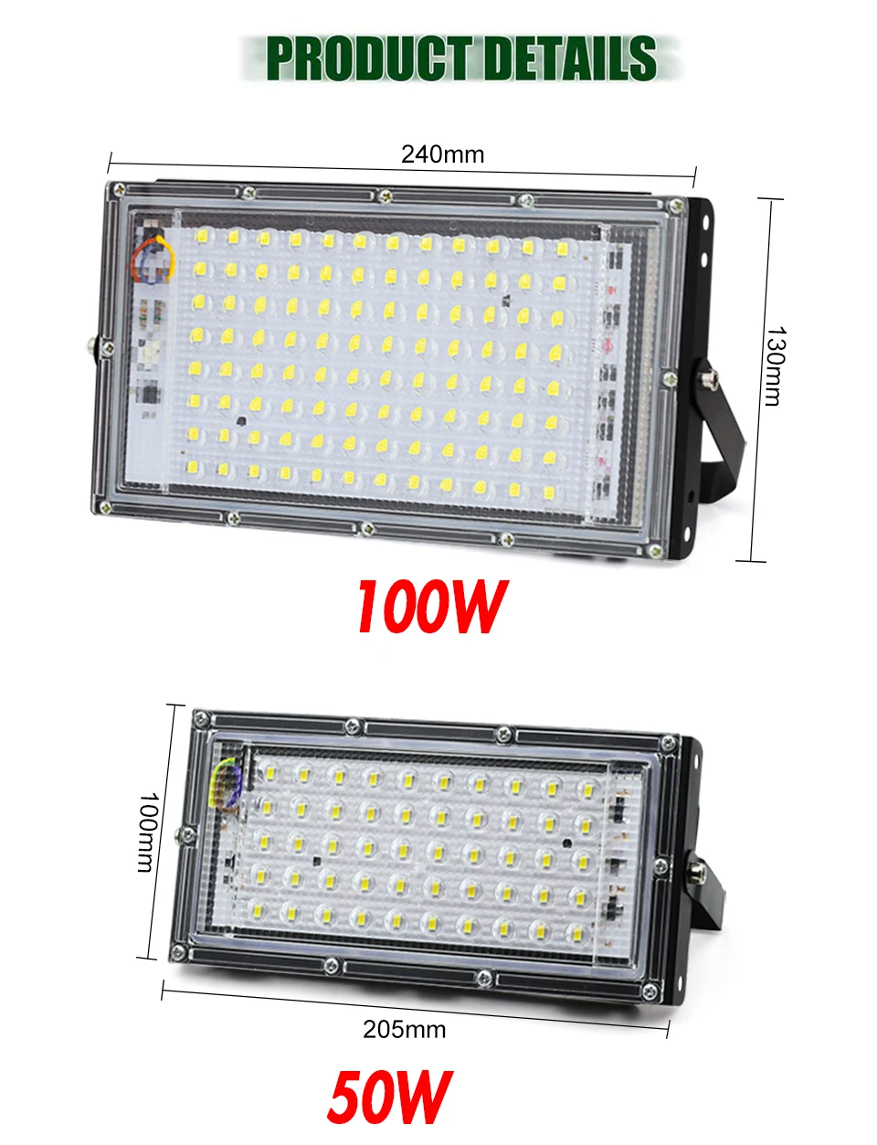 Focos LED Spotlight 50W 100W AC 220V Refletor LED Spot Flood Light Garden Floodlight Outdoor Kitchen Street Landscape Lighting