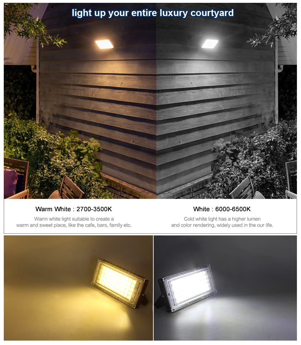 Focos LED Spotlight 50W 100W AC 220V Refletor LED Spot Flood Light Garden Floodlight Outdoor Kitchen Street Landscape Lighting