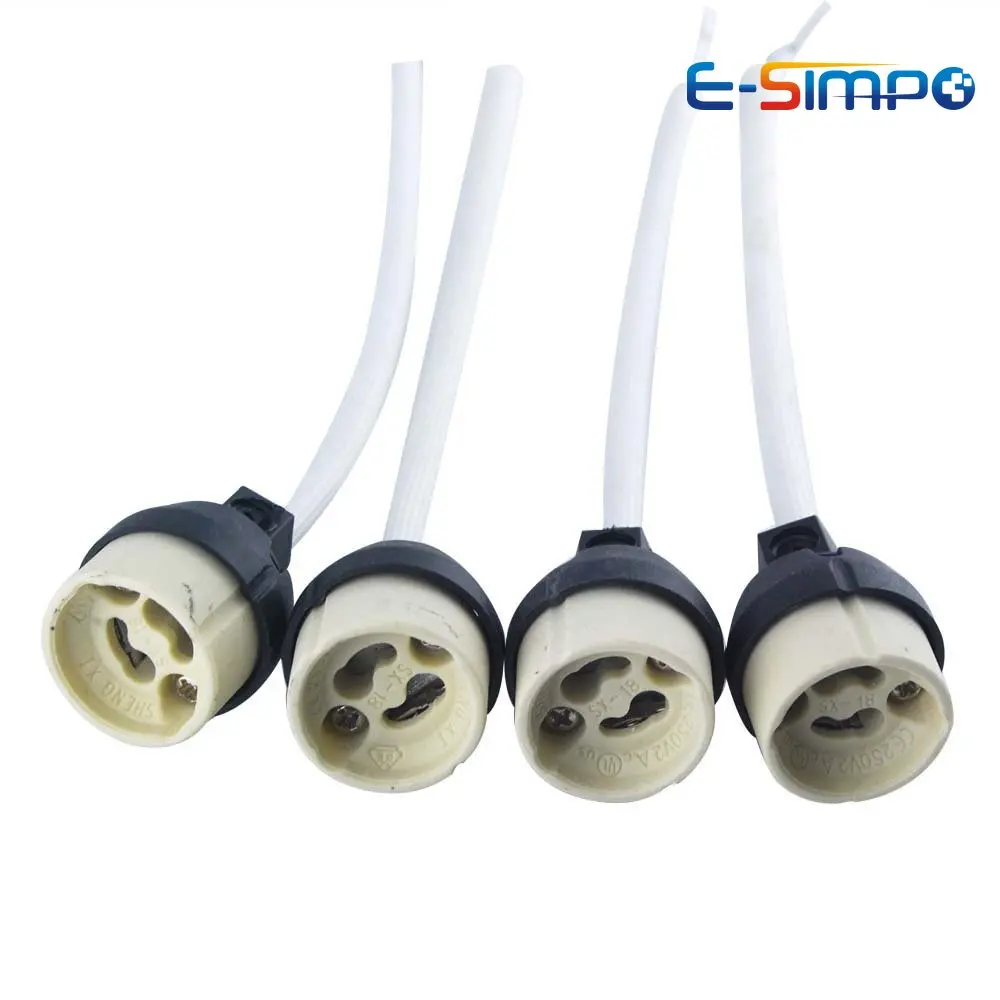 GU10 Ceramic LED Halogen Spot Lamp Bulb Holder Base European Standard VDE High Temperature Resistant Bayonet 18cm Light Socket