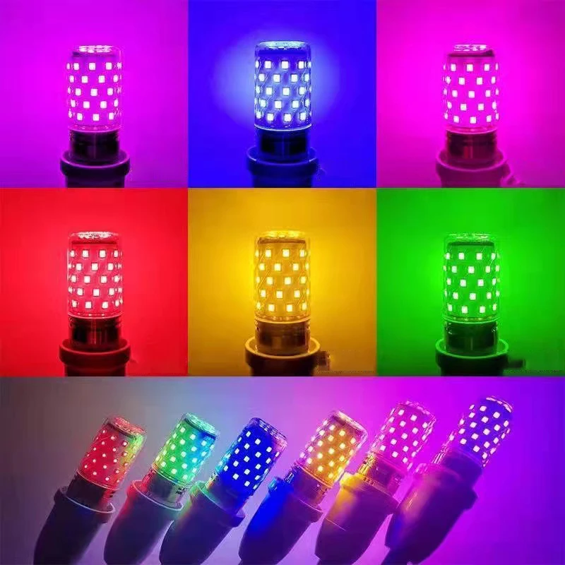 LED Corn Bulb E27 Colorful Bulb 12W Pink Red Blue Green Purple Golden 7Colors Lamp AC 220V Chandelier Bulb