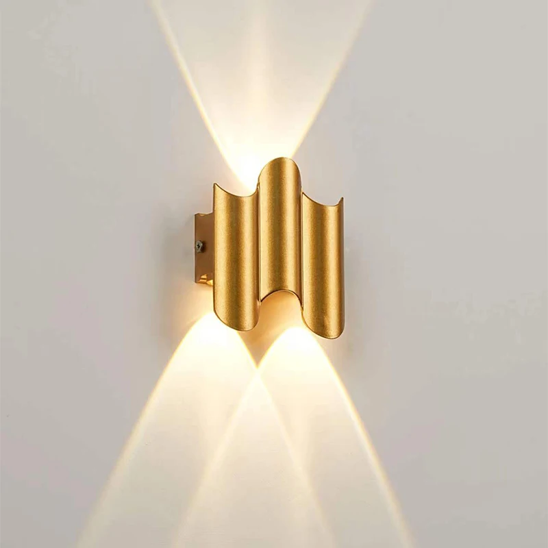 Aluminum Golden Body LED Wall Light Outdoor Waterproof IP65 Porch Garden Sconce Balcony Wall Lamp AC110V 220V