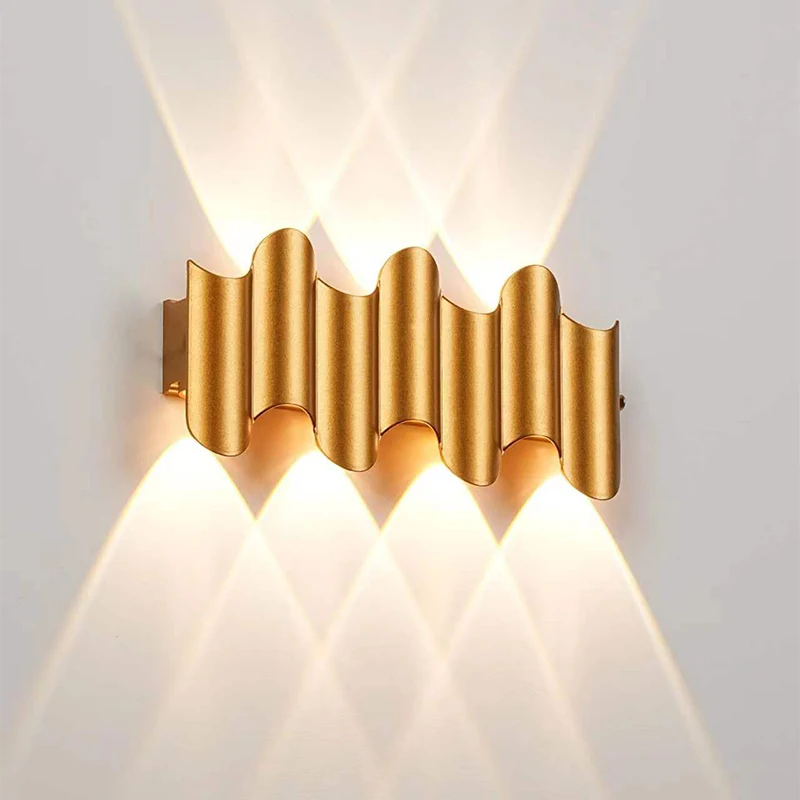 Aluminum Golden Body LED Wall Light Outdoor Waterproof IP65 Porch Garden Sconce Balcony Wall Lamp AC110V 220V