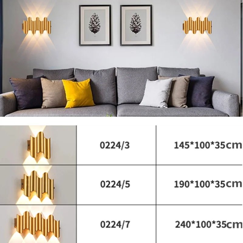 Aluminum Golden Body LED Wall Light Outdoor Waterproof IP65 Porch Garden Sconce Balcony Wall Lamp AC110V 220V