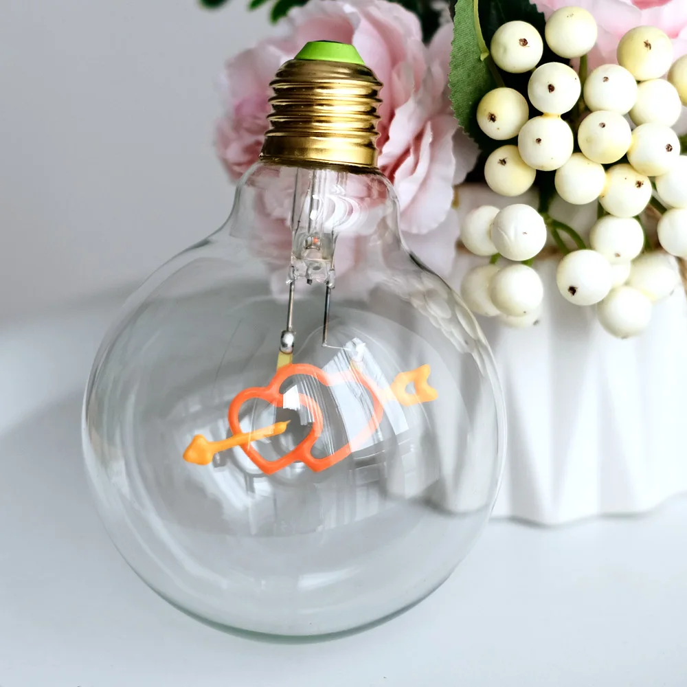 TIANFAN Vintage Edison Led Bulb Big Globe G95 Heart Cupid's Arrow 3W Dimmable 110V 220V E26 E27 Specialty Decorative Light Bulb