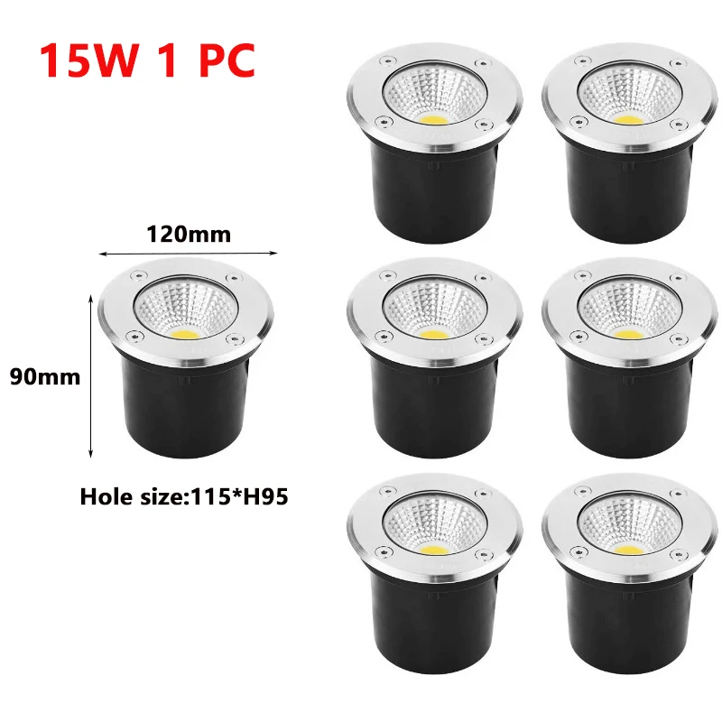 5-15W IP67 Waterproof Recessed LED Underground Deck Light Multi Voltage AC110V/220V DC12V/24V Outdoor Garden Landscape Spotlight