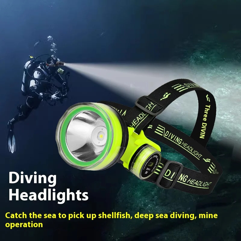 Portable Rechargeable Diving Headlight 350m Underwater Submersible Waterproof Super Bright LED Diver Spearfishing Headlamp NEW