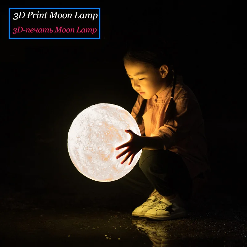 3D LED Moon Lamp Nightlight Fairy Table Bedroom Bedside Cute Kids Night Light for Room Birthday Party Decoration Holiday Gifts
