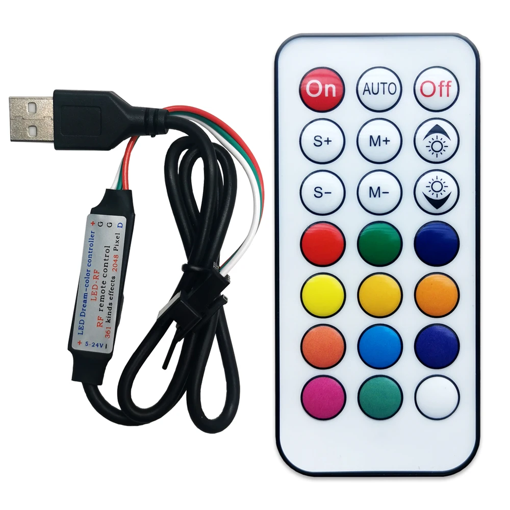 DC5-24V 21Key USB/DC Led Controller Mini Pixel Dimmer 3Pin 4Pin For WS2812/WS2811/SK6812 Strip Light RF Remote Wireles Control