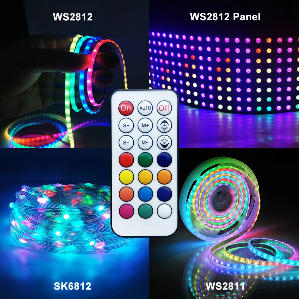 DC5-24V 21Key USB/DC Led Controller Mini Pixel Dimmer 3Pin 4Pin For WS2812/WS2811/SK6812 Strip Light RF Remote Wireles Control