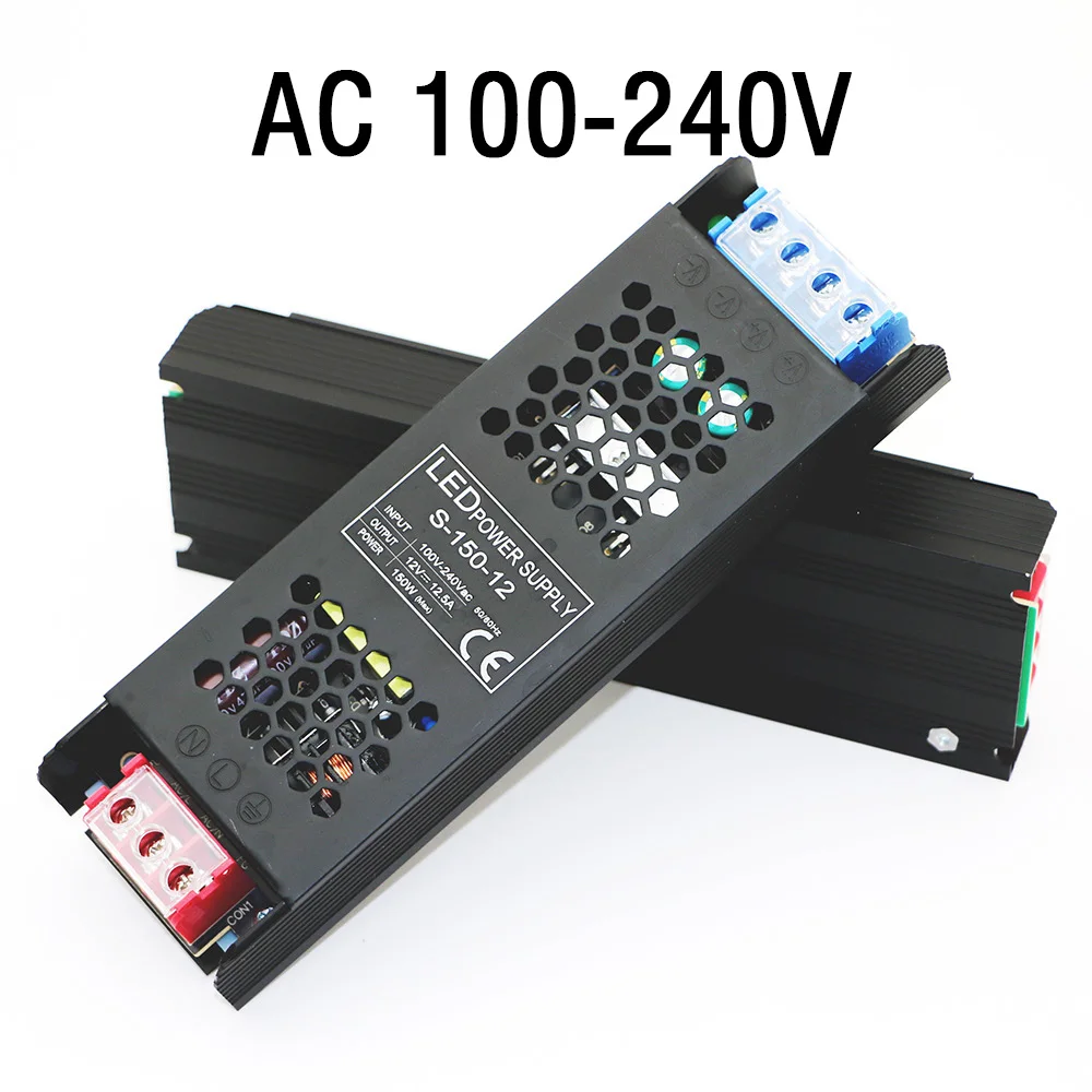 Constant Voltage Power Supply 48W 60W 100W 150W 200W 300W 400W Thin Driver For LED Strips DC 12V / 24V Lighting Transformers