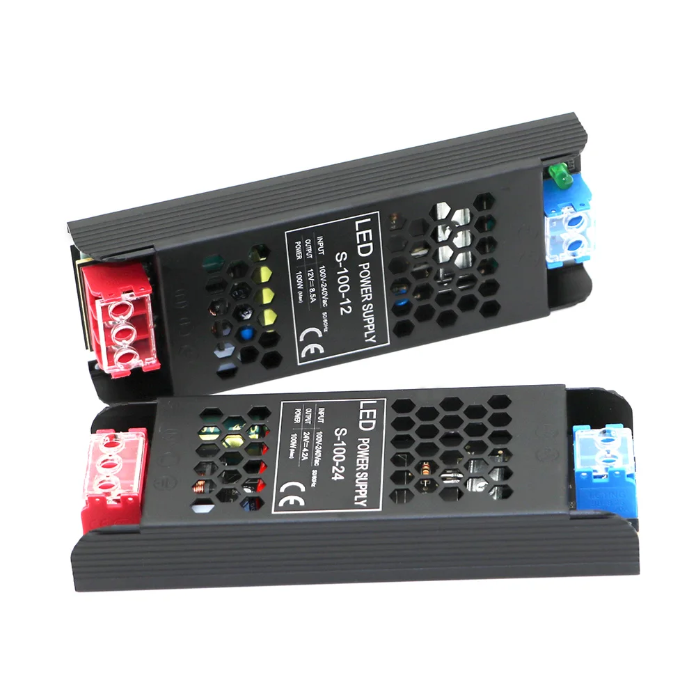 Constant Voltage Power Supply 48W 60W 100W 150W 200W 300W 400W Thin Driver For LED Strips DC 12V / 24V Lighting Transformers