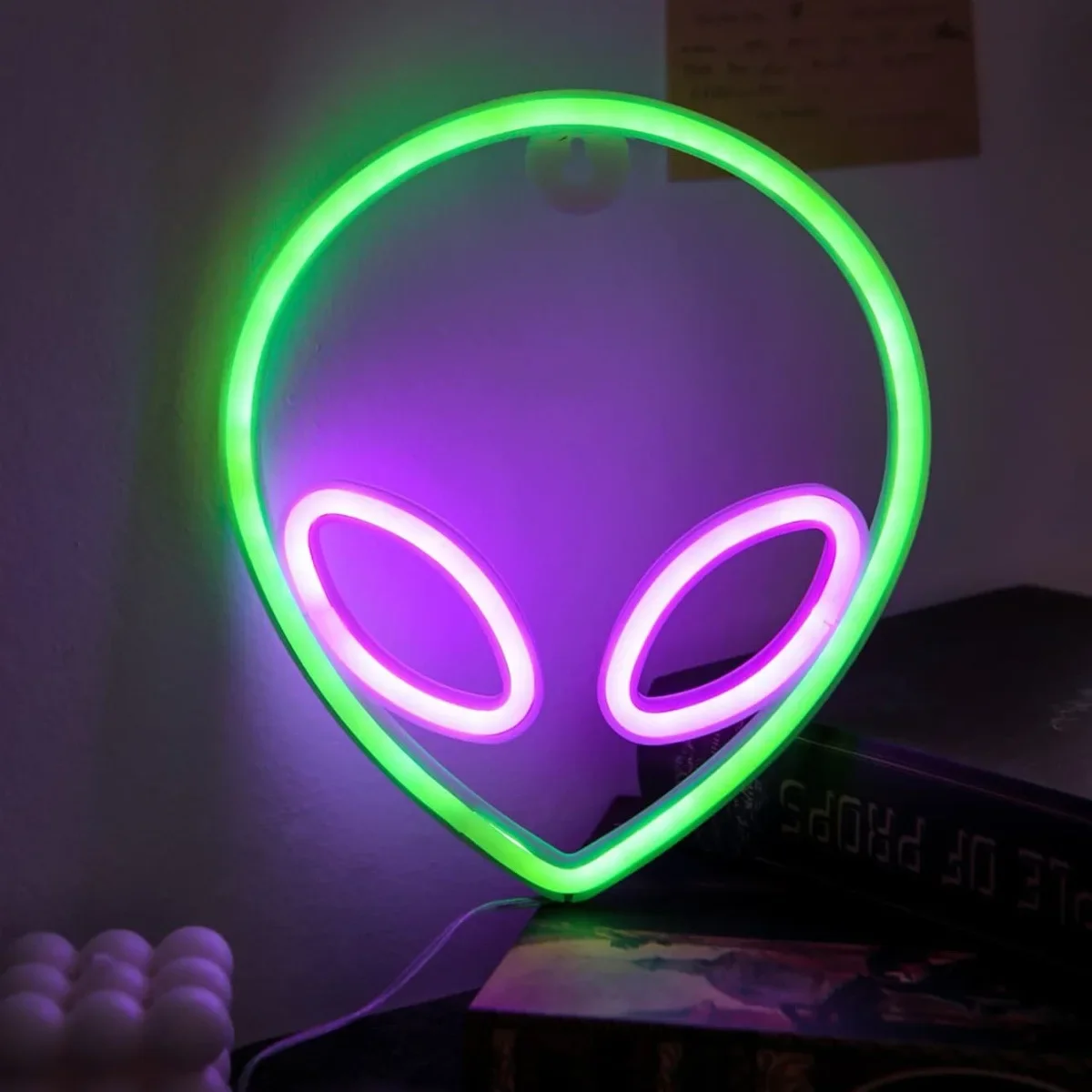 Green Alien LED Neon Night Lights Art Sign Game Room Hip Hop Party Bar Bedroom Decoration Christmas Gift Wall Hanging Neon Sign