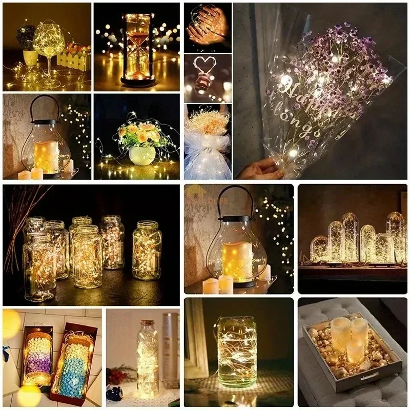 10pcs LED String Lights Atmosphere Small Colored Light Battery Powered Fairy Lights For Christmas Outdoor Room Festival Decor