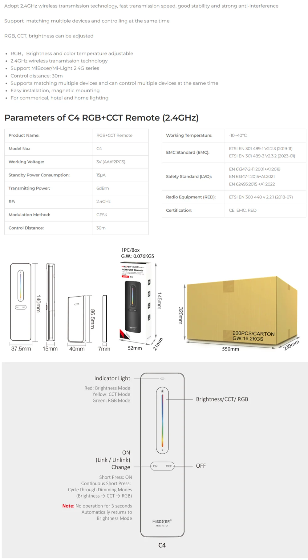 MiBoxer Wireless RGB+CCT Zone Panel Hand Remote FUT088 FUT089 FUT089S FUT100 FUT092 S2W+ S2-W S2-B C4 C5 C8 Y3 K6 2.4G RF Remote