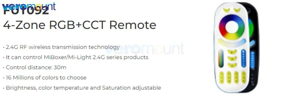 MiBoxer Wireless RGB+CCT Zone Panel Hand Remote FUT088 FUT089 FUT089S FUT100 FUT092 S2W+ S2-W S2-B C4 C5 C8 Y3 K6 2.4G RF Remote