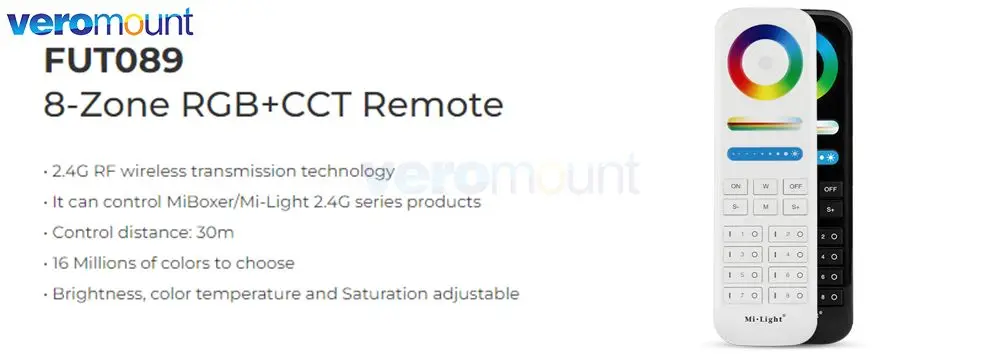 MiBoxer Wireless RGB+CCT Zone Panel Hand Remote FUT088 FUT089 FUT089S FUT100 FUT092 S2W+ S2-W S2-B C4 C5 C8 Y3 K6 2.4G RF Remote