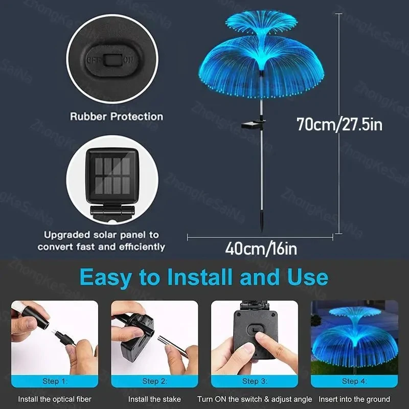 1-10pcs 7Color Changing Outdoor Lamp Solar Jellyfish Lights Waterproof Pathway Lawn Garden Decor Lighting