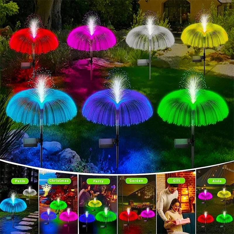 1-10pcs 7Color Changing Outdoor Lamp Solar Jellyfish Lights Waterproof Pathway Lawn Garden Decor Lighting