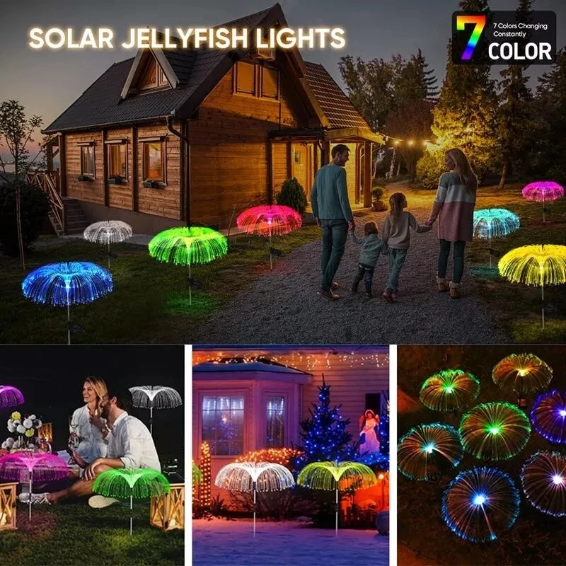 1-10pcs 7Color Changing Outdoor Lamp Solar Jellyfish Lights Waterproof Pathway Lawn Garden Decor Lighting