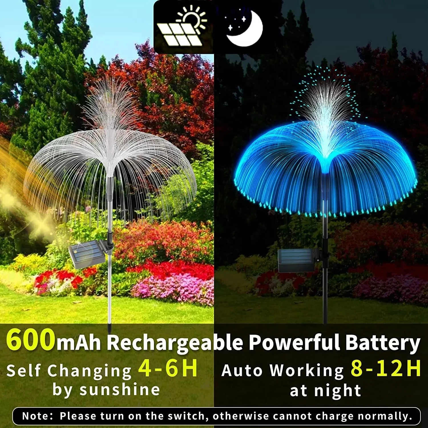 1-10pcs 7Color Changing Outdoor Lamp Solar Jellyfish Lights Waterproof Pathway Lawn Garden Decor Lighting