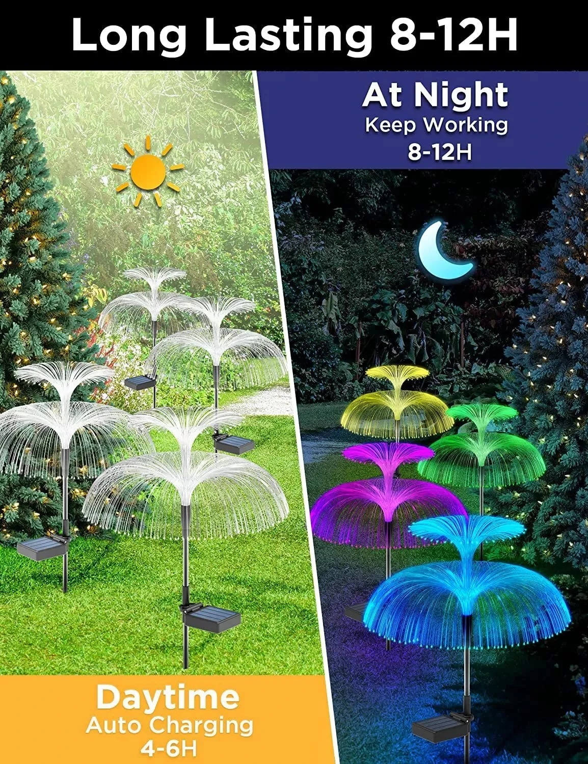 1-10pcs 7Color Changing Outdoor Lamp Solar Jellyfish Lights Waterproof Pathway Lawn Garden Decor Lighting