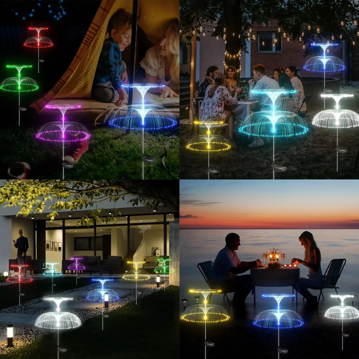 1-10pcs 7Color Changing Outdoor Lamp Solar Jellyfish Lights Waterproof Pathway Lawn Garden Decor Lighting